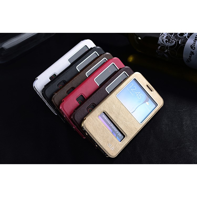 SULADA Dual Window View Leather Phone Case for Samsung Galaxy S6 G920 - Black-5
