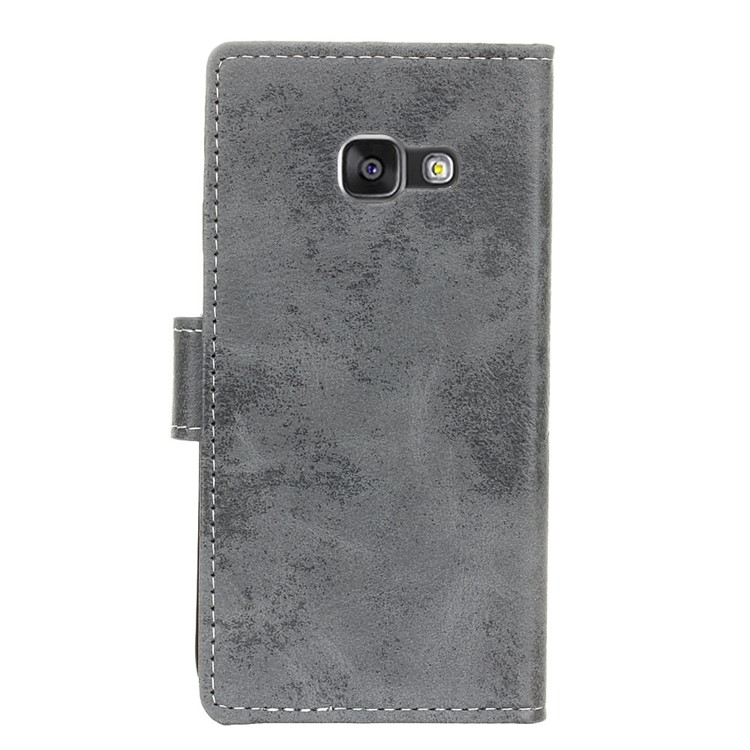 For Samsung Galaxy A3 (2017) Vintage Wallet Leather Cell Phone Case with Stand - Grey-2