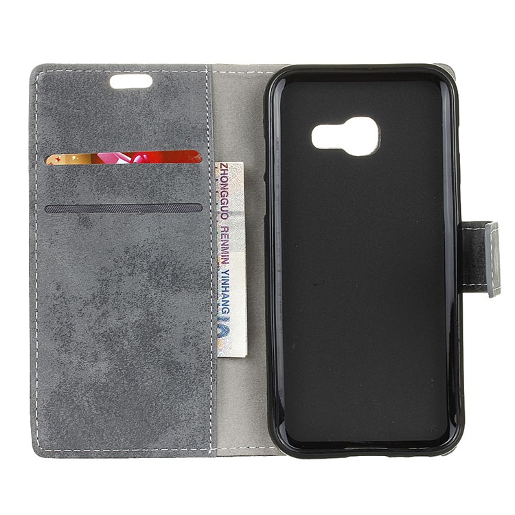 For Samsung Galaxy A3 (2017) Vintage Wallet Leather Cell Phone Case with Stand - Grey-3