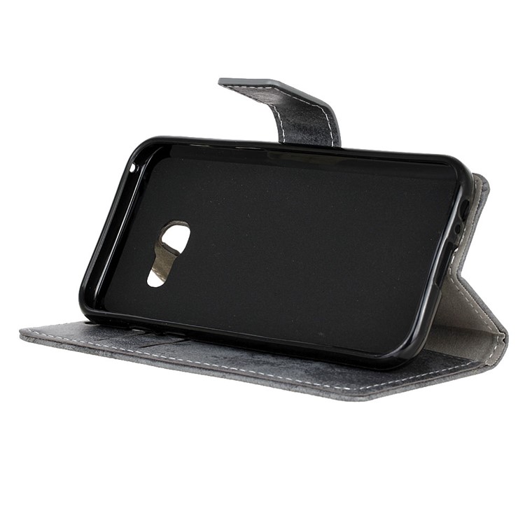 For Samsung Galaxy A3 (2017) Vintage Wallet Leather Cell Phone Case with Stand - Grey-4