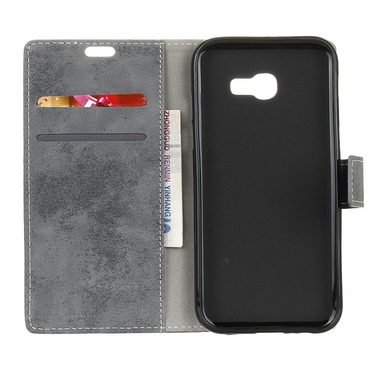 Retro Leather Wallet Phone Case with Stand for Samsung Galaxy A5 (2017) - Grey-5