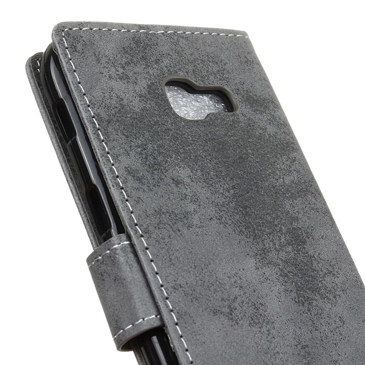 Retro Leather Wallet Phone Case with Stand for Samsung Galaxy A5 (2017) - Grey-6