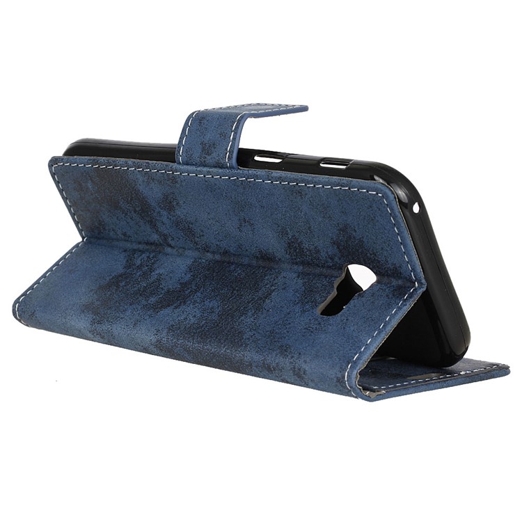 Retro Leather Wallet Mobile Phone Case with Stand for Samsung Galaxy A5 (2017) - Dark Blue-3
