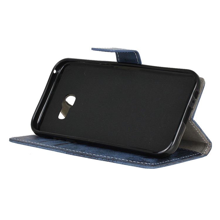 Retro Leather Wallet Mobile Phone Case with Stand for Samsung Galaxy A5 (2017) - Dark Blue-4