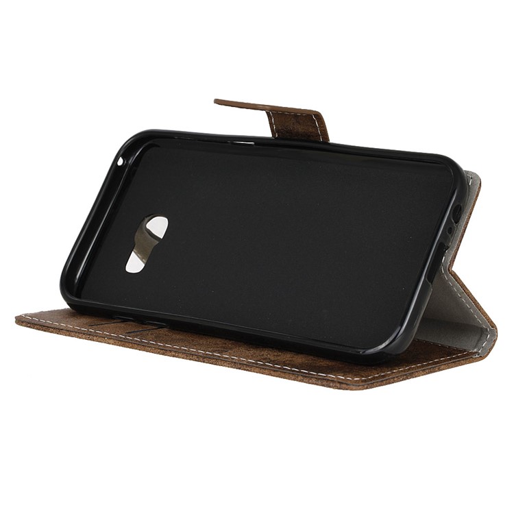 Accesorio Retro Del Teléfono Celular De La Cartera De Cuero Con El Soporte Para Samsung Galaxy A5 (2017) - Marrón-4