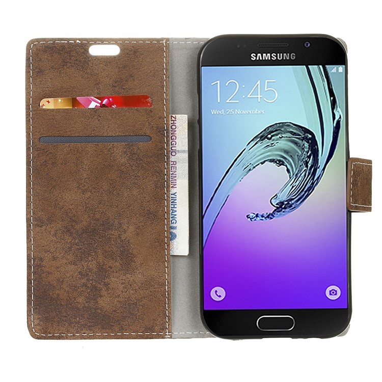 Accesorio Retro Del Teléfono Celular De La Cartera De Cuero Con El Soporte Para Samsung Galaxy A5 (2017) - Marrón-5