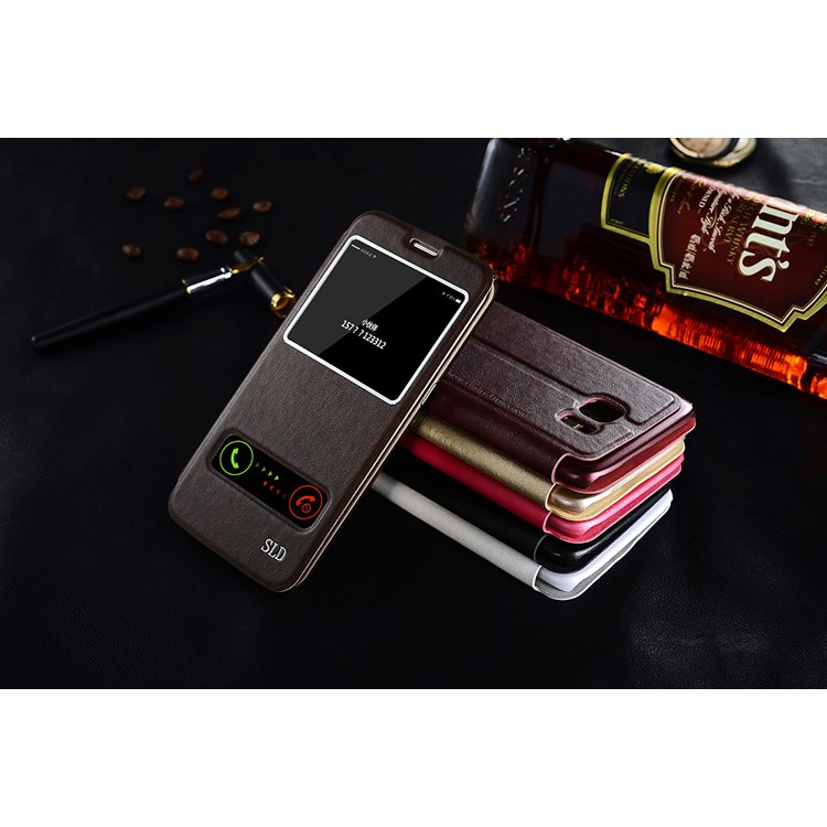 SULADA Dual Window View Leather Case Cover for Samsung Galaxy S7 edge G935- Black-5