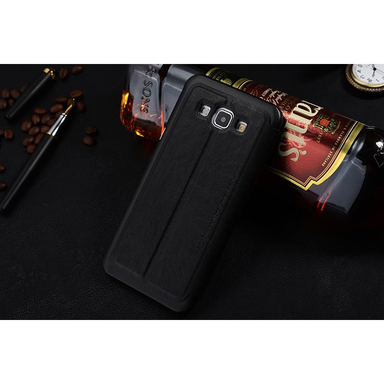 SULADA Dual Window View Leather Case for Samsung Galaxy A8 SM-A800F - Black-2