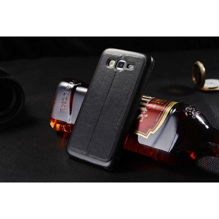 SULADA Dual Window View Leather Mobile Shell for Samsung Galaxy J7 SM-J700F - Black-2