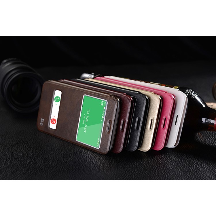 SULADA Dual Window View Leather Mobile Shell for Samsung Galaxy J7 SM-J700F - Black-4