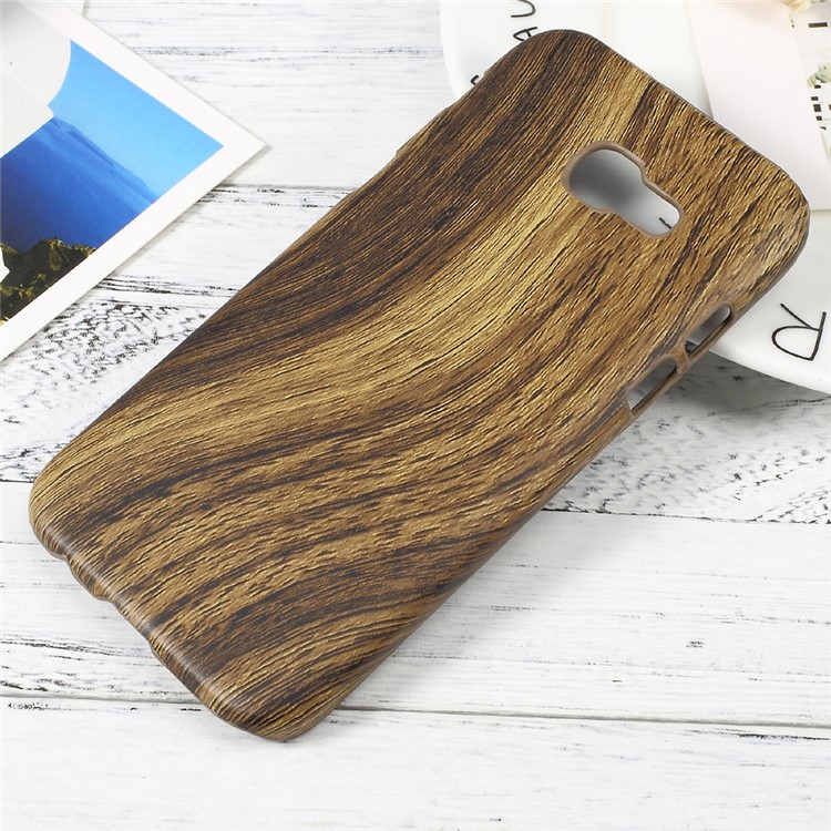PU Leather Coated Hard Plastic Mobile Phone Case for Samsung Galaxy A3 (2017) - Wood Texture-1