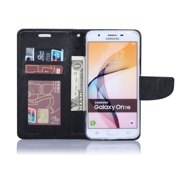 XIEKE Moon Poem Wallet Leather Magnetic Folio Case for Samsung Galaxy J7 Prime/On7 2016 - Black-3