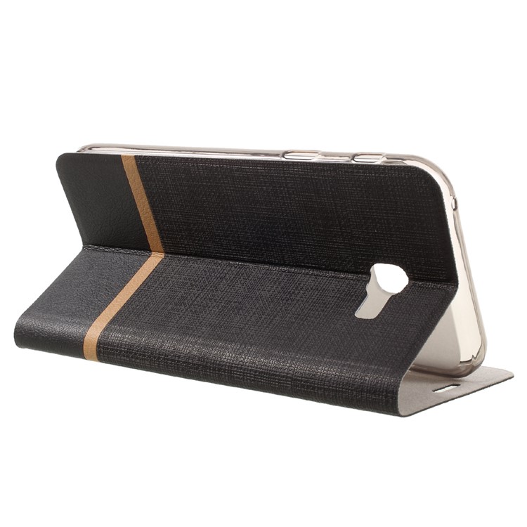 Cross Pattern Leather Card Holder Case for Samsung Galaxy A7 (2017) - Black-5