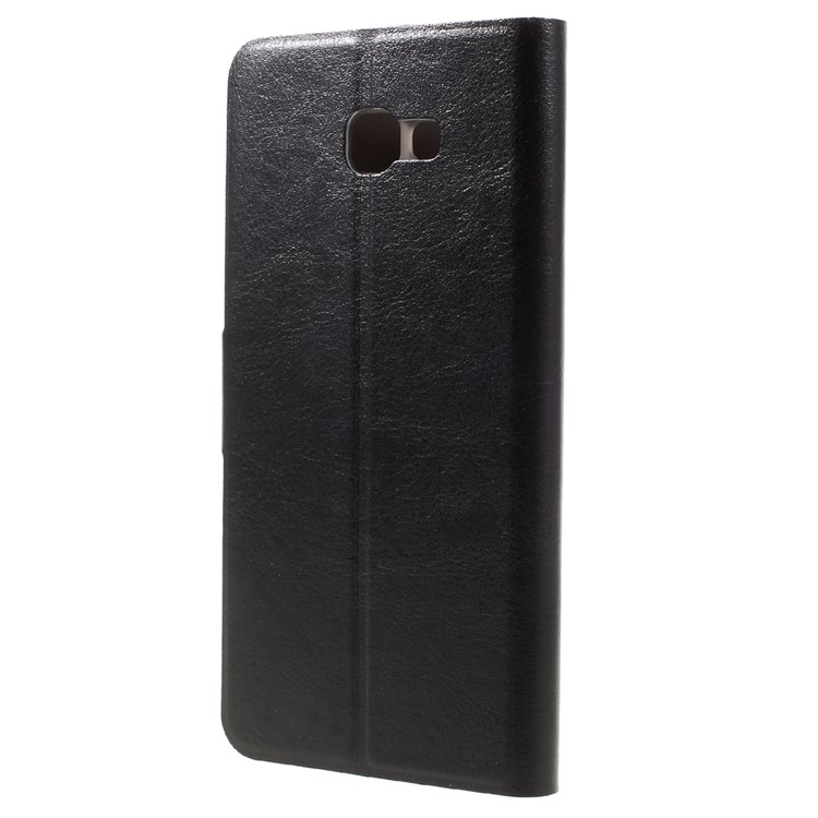 Crazy Horse Leather Phone Case for Samsung Galaxy A7 2017 Built-in Steel Sheet - Black-2