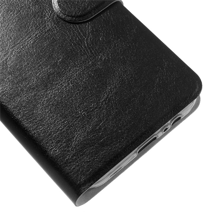 Crazy Horse Leather Phone Case for Samsung Galaxy A7 2017 Built-in Steel Sheet - Black-7