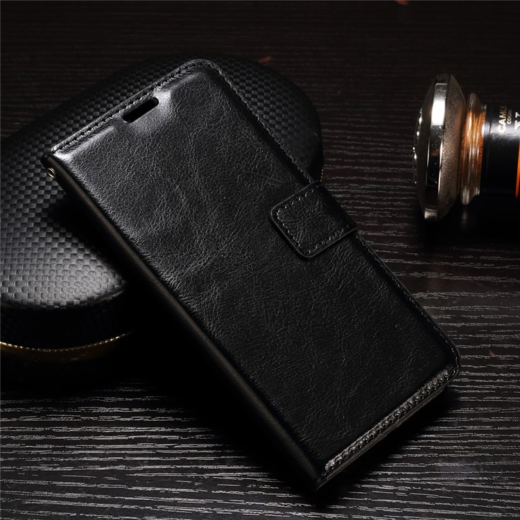 Crazy Horse Photo Slot Wallet Leather Case Stand for Samsung Galaxy A7 (2017) - Black-1