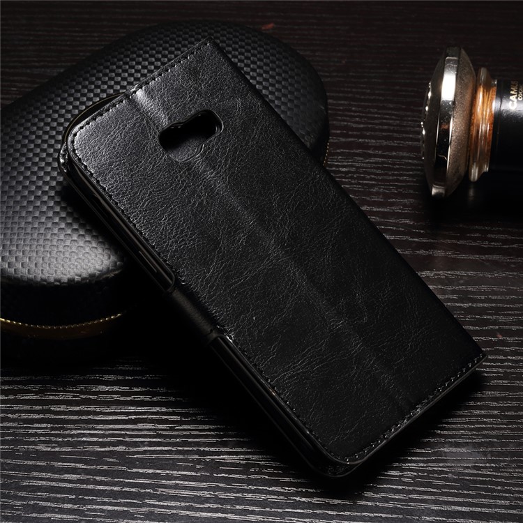 Crazy Horse Photo Slot Wallet Leather Case Stand for Samsung Galaxy A7 (2017) - Black-2
