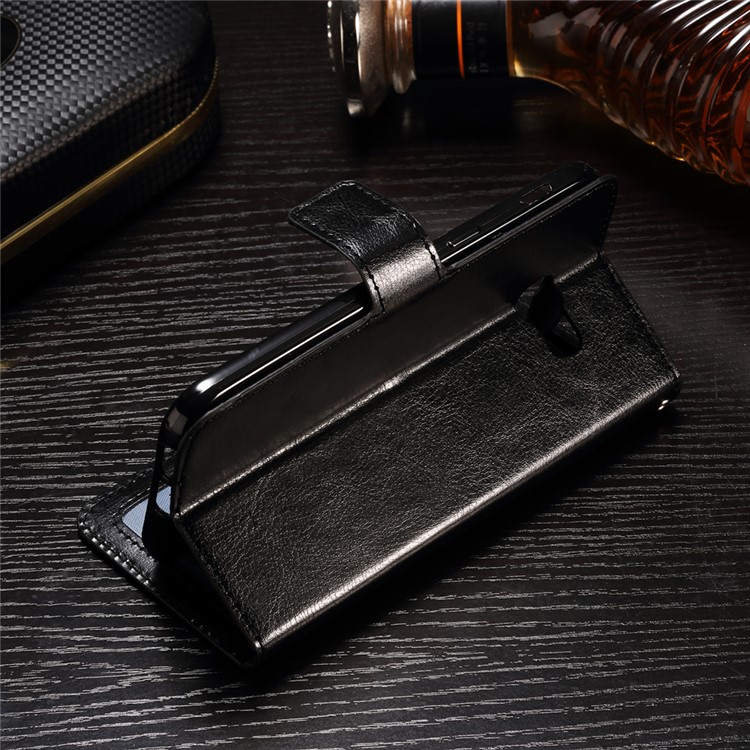 Crazy Horse Photo Slot Wallet Leather Case Stand for Samsung Galaxy A7 (2017) - Black-3