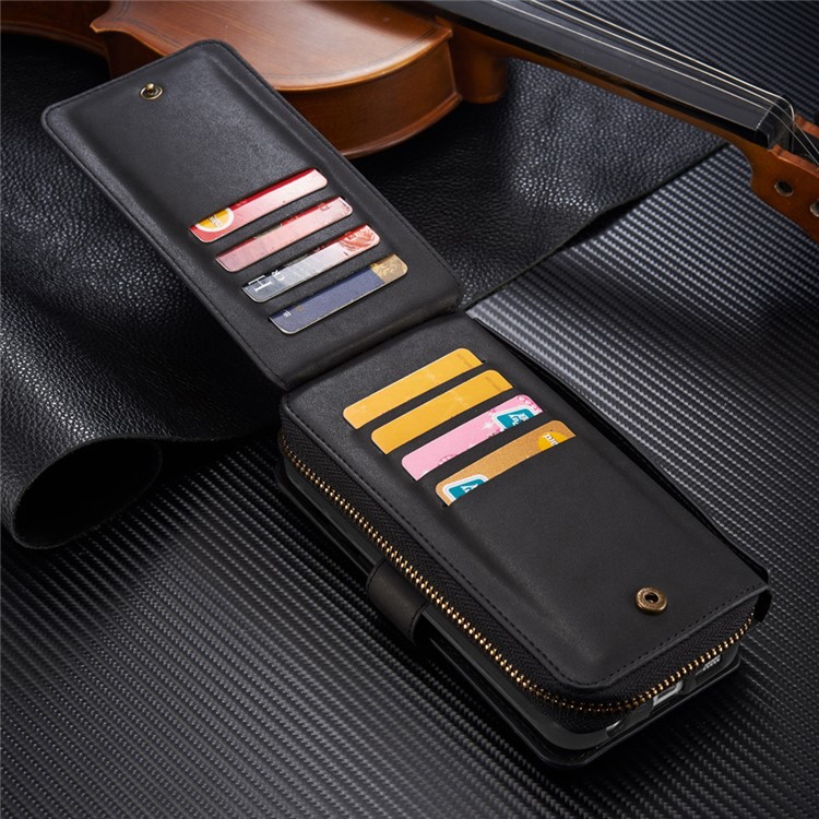 BRG Detachable Multi 11 Slots Portable Wallet Leather Case for Samsung Galaxy S6 Edge G925 - Black-3