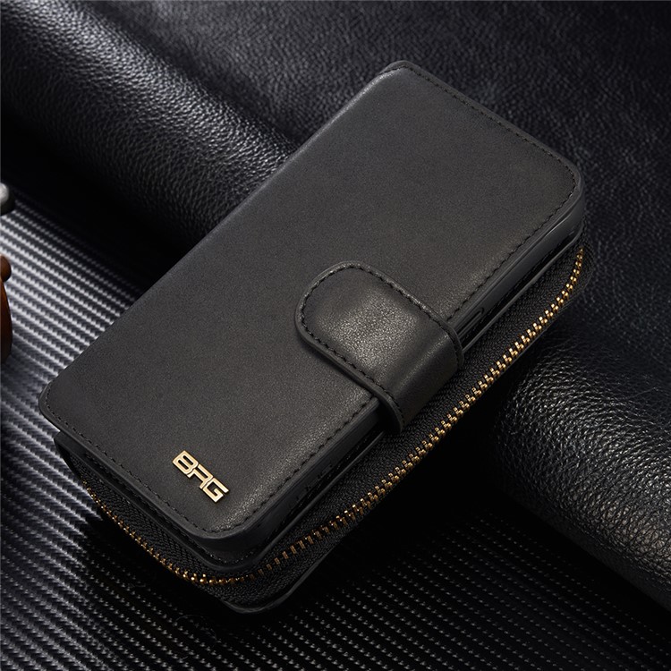 BRG Portable 2-in-1 Movable TPU + Zip Leather Wallet Case for Samsung Galaxy S7 G930 - Black-4