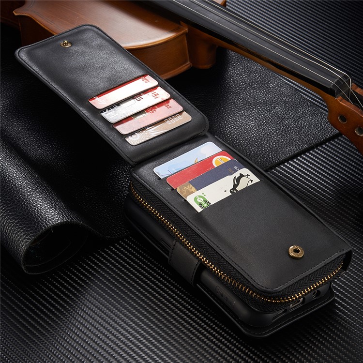 BRG Portable 2-in-1 Movable TPU + Zip Leather Wallet Case for Samsung Galaxy S7 G930 - Black-7