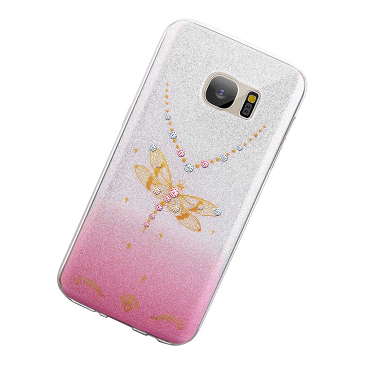 

KAVARO Dragonfly Flash Powder Diamond TPU Phone Case for Samsung Galaxy S7 G930 - Pink