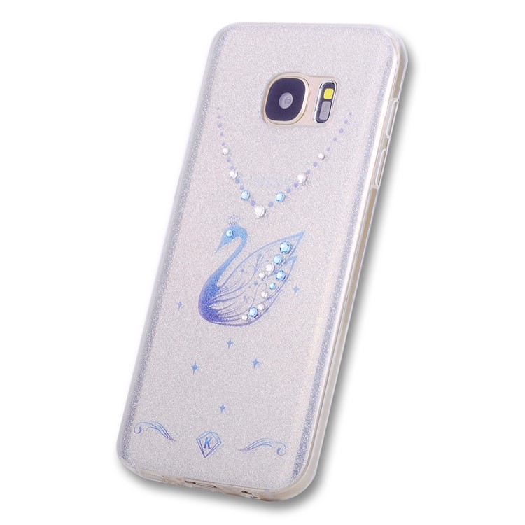 

KAVARO Glittering Swan Diamond IMD TPU Phone Casing for Samsung Galaxy S7 G930 - Silver