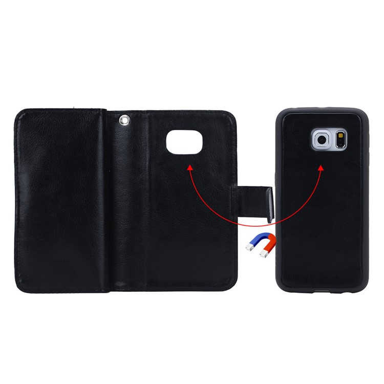 2 in 1 Detachable 9 Card Slots Leather Wallet Case for Samsung Galaxy S6 edge G925 - Black-2