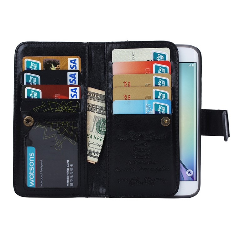 2 in 1 Detachable 9 Card Slots Leather Wallet Case for Samsung Galaxy S6 edge G925 - Black-4