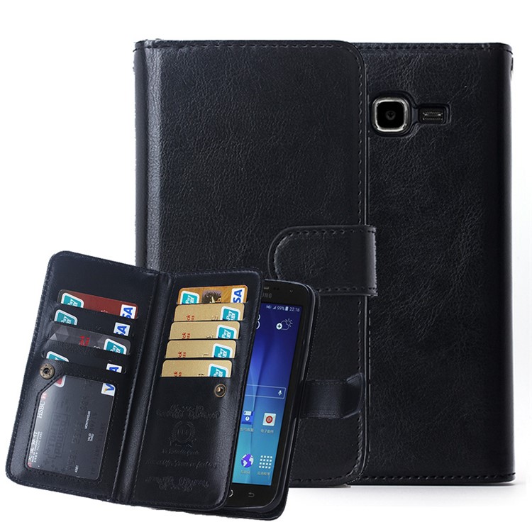 Detachable 2-in-1 TPU + 9 Card Slots Leather Wallet Case for Samsung Galaxy J7 SM-J700F - Black-1