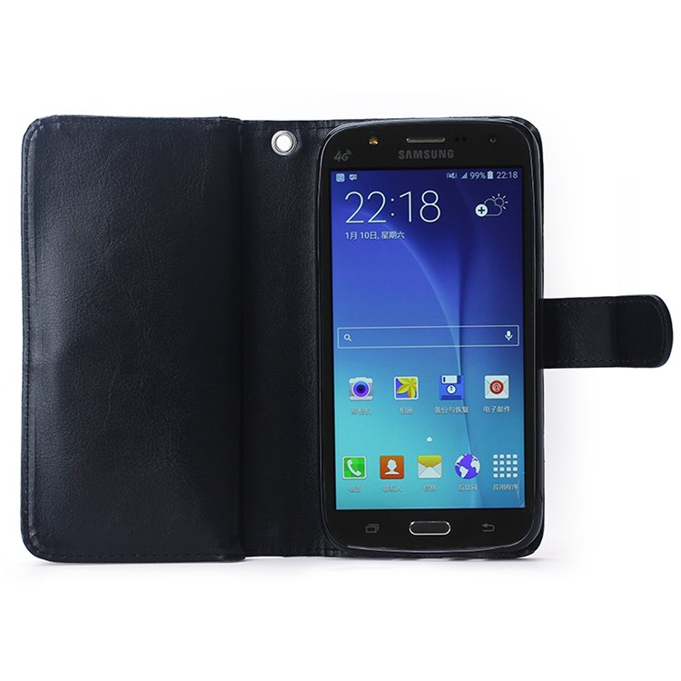 Detachable 2-in-1 TPU + 9 Card Slots Leather Wallet Case for Samsung Galaxy J7 SM-J700F - Black-3