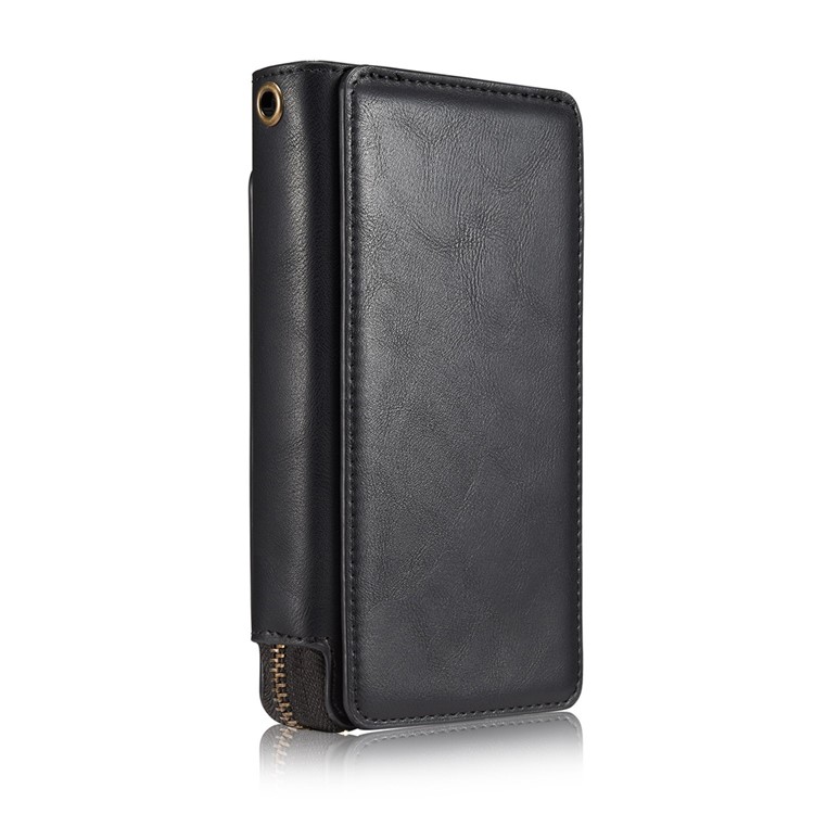 Vintage Zipper Wallet Leather Cell Phone Case with Detachable TPU Back Cover for Samsung Galaxy S6 edge G925 - Black-3