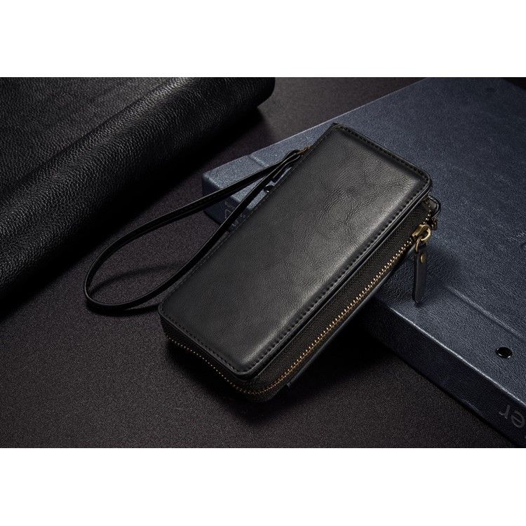 Vintage Zipper Wallet Leather Cell Phone Case with Detachable TPU Back Cover for Samsung Galaxy S6 edge G925 - Black-9