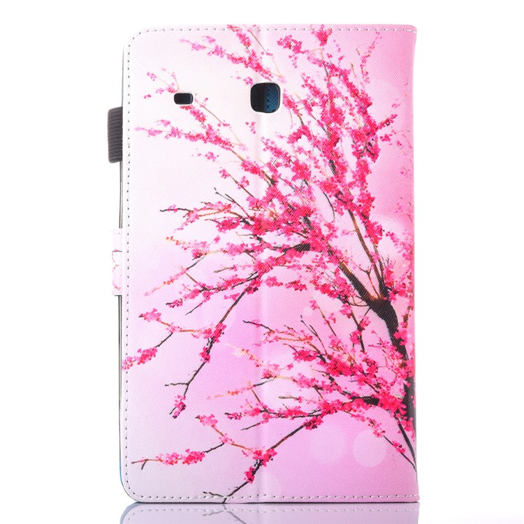 Patterned Stand Leather Card Slots Tablet Case for Samsung Galaxy Tab E 8.0 T375 T377 T377 - Plum Blossom-3