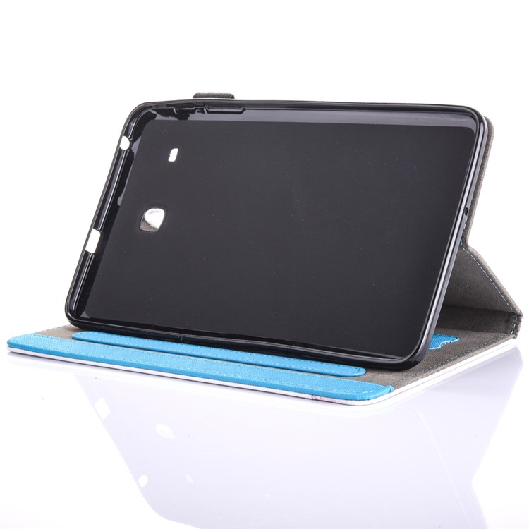 Patterned Stand Leather Card Slots Tablet Case for Samsung Galaxy Tab E 8.0 T375 T377 T377 - Plum Blossom-4