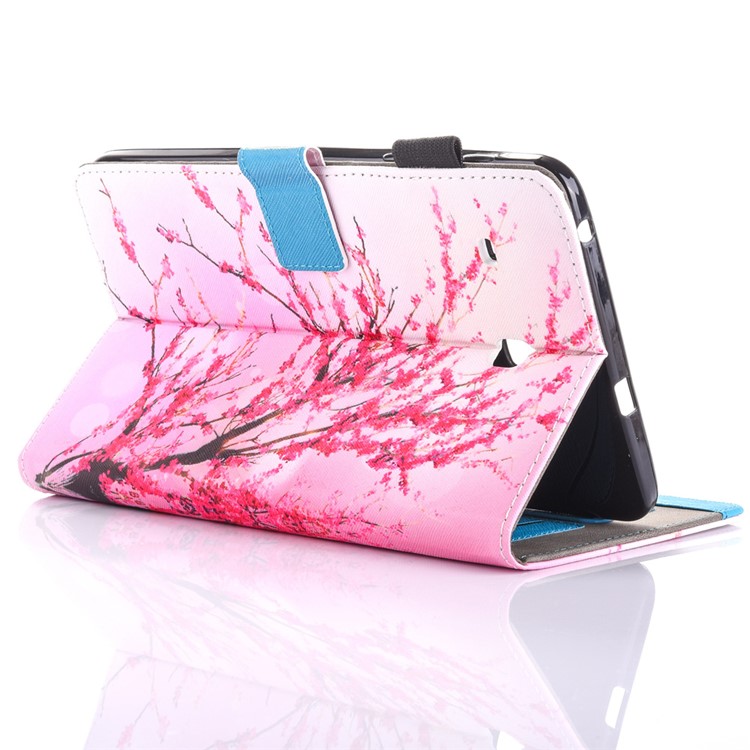 Patterned Stand Leather Card Slots Tablet Case for Samsung Galaxy Tab E 8.0 T375 T377 T377 - Plum Blossom-6