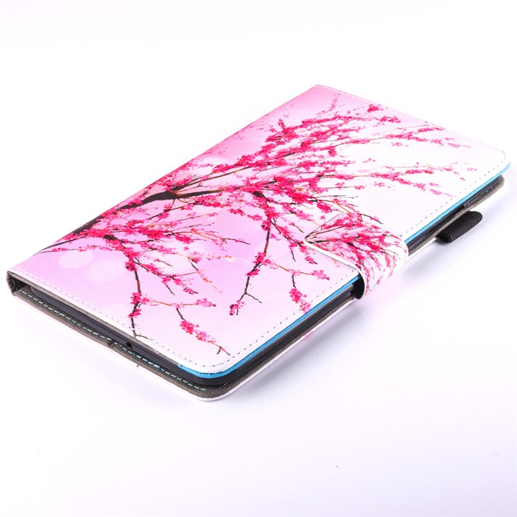 Patterned Stand Leather Card Slots Tablet Case for Samsung Galaxy Tab E 8.0 T375 T377 T377 - Plum Blossom-8