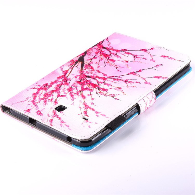 Patterned Stand Leather Card Slots Tablet Case for Samsung Galaxy Tab E 8.0 T375 T377 T377 - Plum Blossom-9