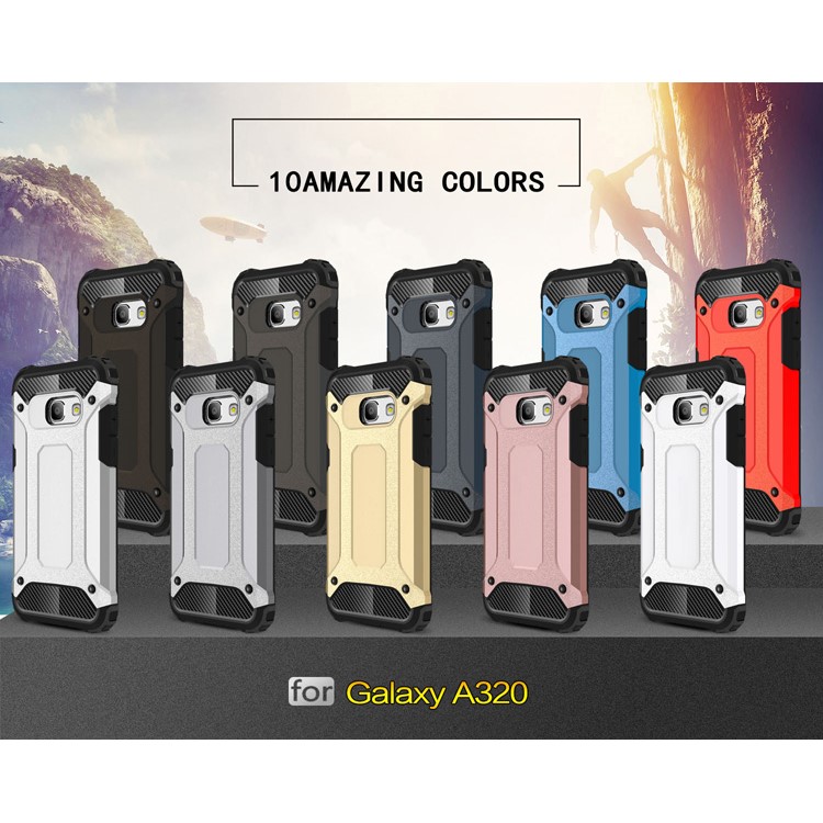 Heavy Duty Rugged Hybrid Cell Phone Case (Plastic + TPU) for Samsung Galaxy A3 (2017) - Black-3