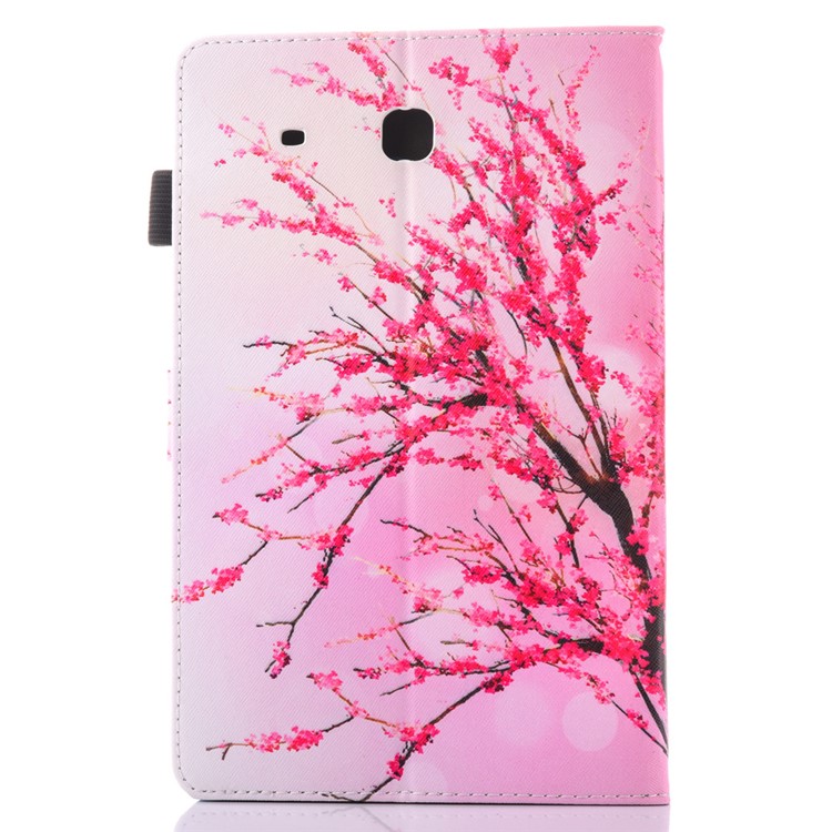 Patterned Leather Card Holder Case for Samsung Galaxy Tab E 9.6 T560 - Plum Blossom-3