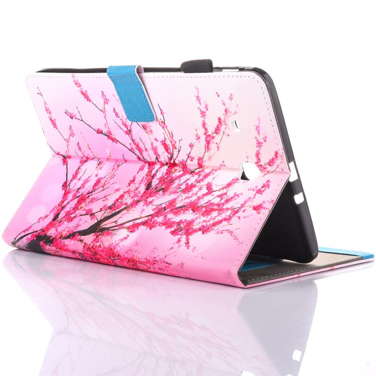 Patterned Leather Card Holder Case for Samsung Galaxy Tab E 9.6 T560 - Plum Blossom-5