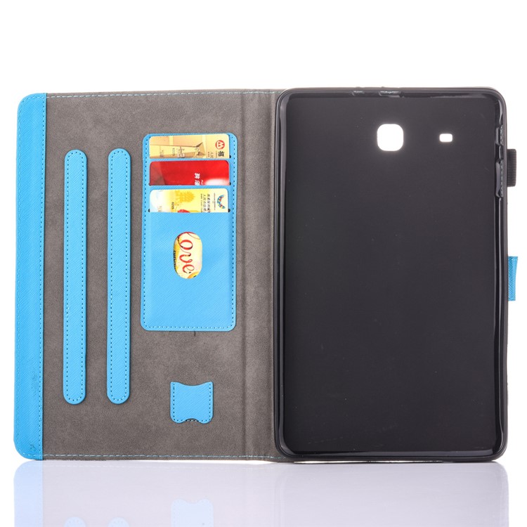 Patterned Leather Card Holder Case for Samsung Galaxy Tab E 9.6 T560 - Plum Blossom-8