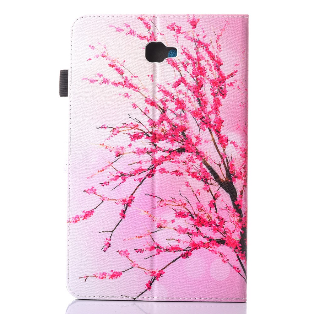 For Samsung Galaxy Tab A 10.1 (2016) T580 T585 Patterned Leather Card Holder Case - Plum Blossom-3