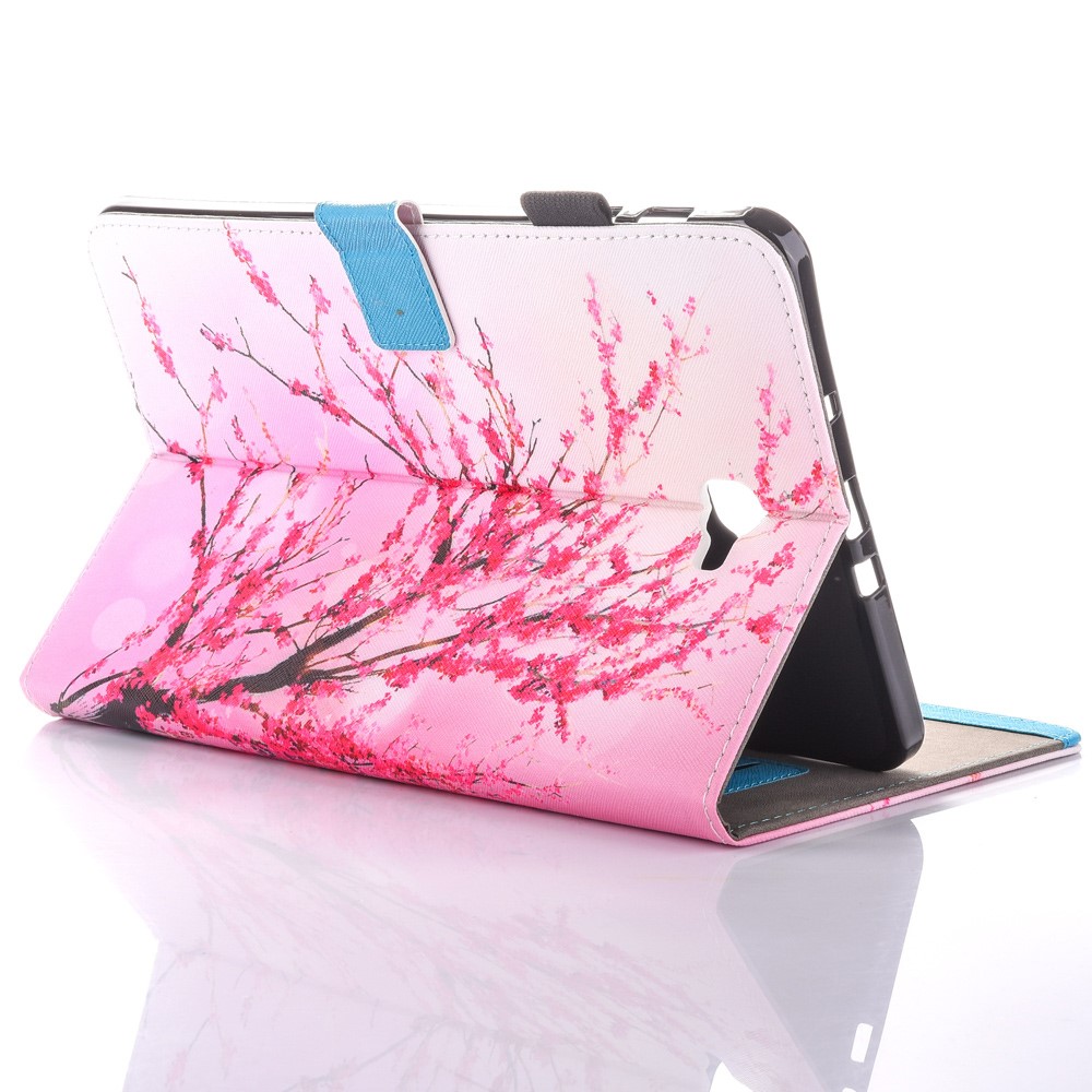 For Samsung Galaxy Tab A 10.1 (2016) T580 T585 Patterned Leather Card Holder Case - Plum Blossom-5