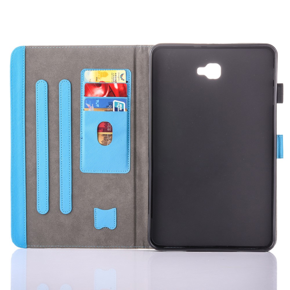 For Samsung Galaxy Tab A 10.1 (2016) T580 T585 Patterned Leather Card Holder Case - Plum Blossom-6