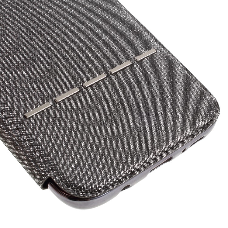 Slide to Answer Plating Flip Leather Phone Case with View Window for Samsung Galaxy S7 edge G935 - Grey-4