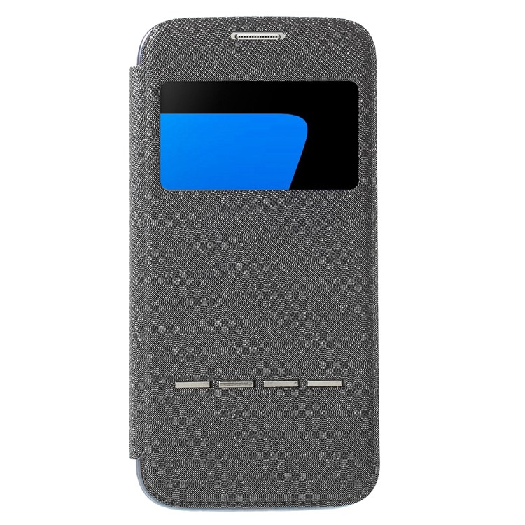 Slide to Answer Window Glitter Leather Flip Case for Samsung Galaxy S7 G930 - Black-2