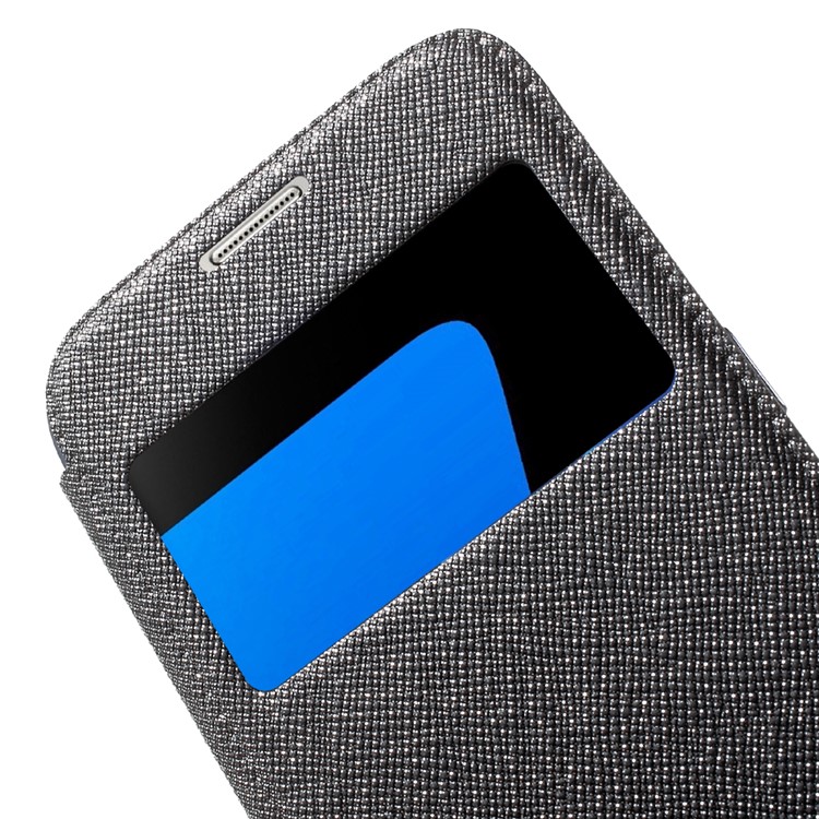 Slide to Answer Window Glitter Leather Flip Case for Samsung Galaxy S7 G930 - Black-6
