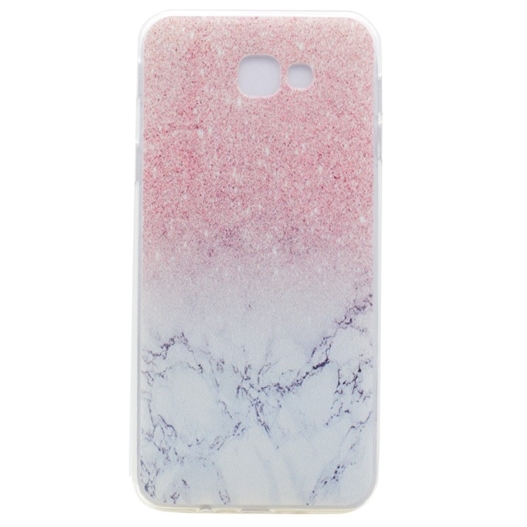 Pattern Printing TPU Gel Mobile Casing for Samsung Galaxy J7 Prime/On7 2016 - Glitter and Marble Pattern-1