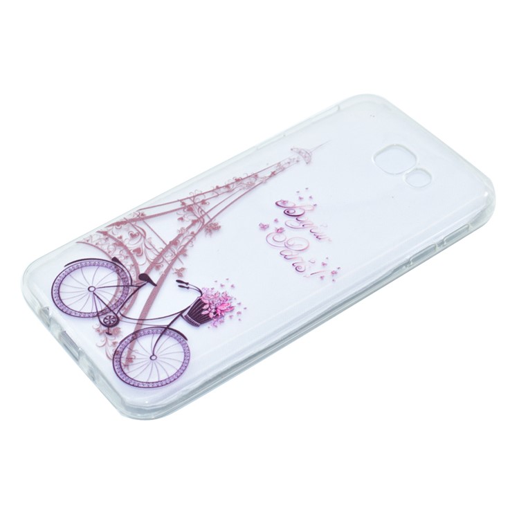 Patterned TPU Cell Phone Cover for Samsung Galaxy J3 Prime - Eiffel Tower and Bike-2